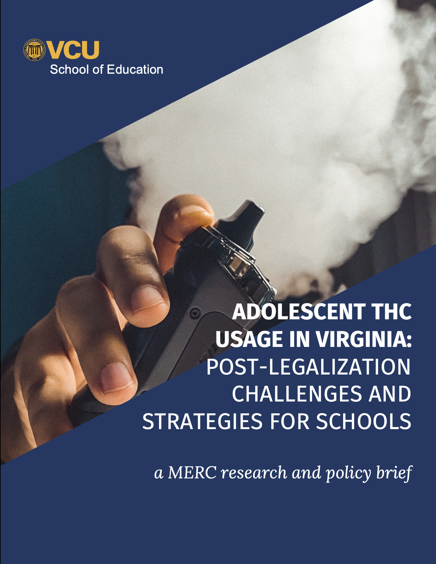 A research brief cover depicting someone vaping
